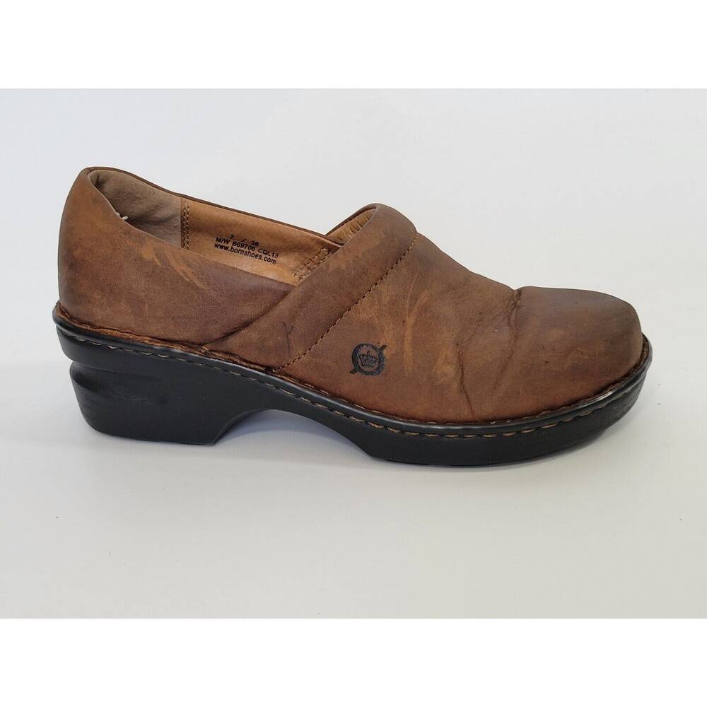 Born Clogs Loafers Shoes Womens Brown Leather Casual Slip On Size 7